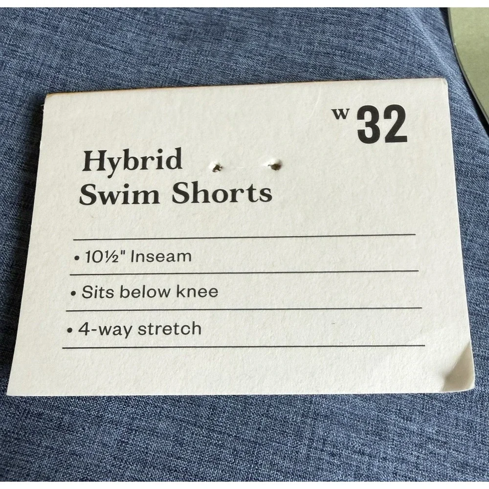 Goodfellow & Co Mens 32 Hybrid Swim Shorts Blue Heather Stretch Trunk 10.5 In.